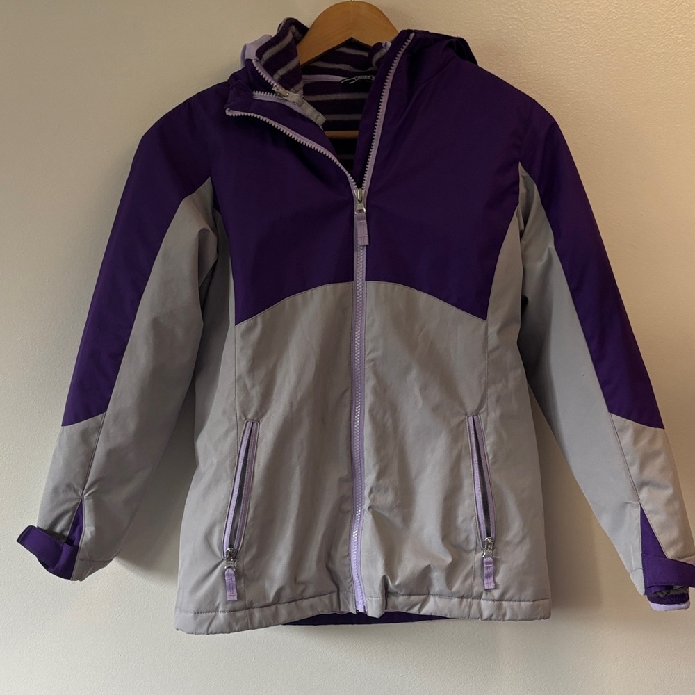 Lands' End Kids Purple and Gray Puffer Jacket sz M 10-12